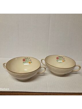 Vintage 2 Community China "Lady Hamilton" Footed Cream Soup Bowls